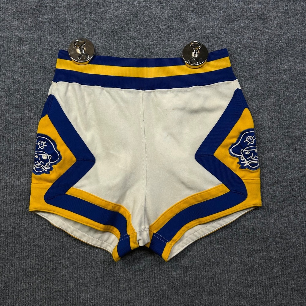 Vintage Russell Athletic Cheer Shorts Womens White Blue Striped USA Made - Small